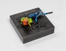Tim Cotterill (Frogman) two small limited edition enamelled bronze frogs, ‘Meadow’ 1331/5000 with