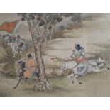 Japanese School, watercolour, Battle scene, 26 x 34cm