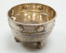 A George V Arts Crafts planished silver bowl, by Albert Edward Jones, Birmingham, 1923, diameter