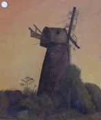Johan Frederik Cornelis Scherrewitz (Swiss, 1868-1951), watercolour, Windmill at sunset, 26 x 23cm
