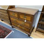 An 18th century mahogany banded oak four drawer chest, width 95cm, depth 57cm, height 88cm