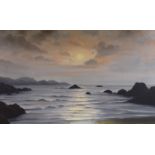 Alexander Wilson, oil on canvas, seascape from coast, signed, 49 x 79cm