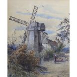 Walter Warwick Reynolds (fl.1859-1885), watercolour, 'Ridgeway Windmill, Enfield’, signed and