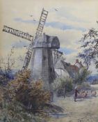 Walter Warwick Reynolds (fl.1859-1885), watercolour, 'Ridgeway Windmill, Enfield’, signed and