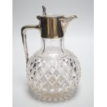 A Victorian electroplate mounted claret jug, 18cms high