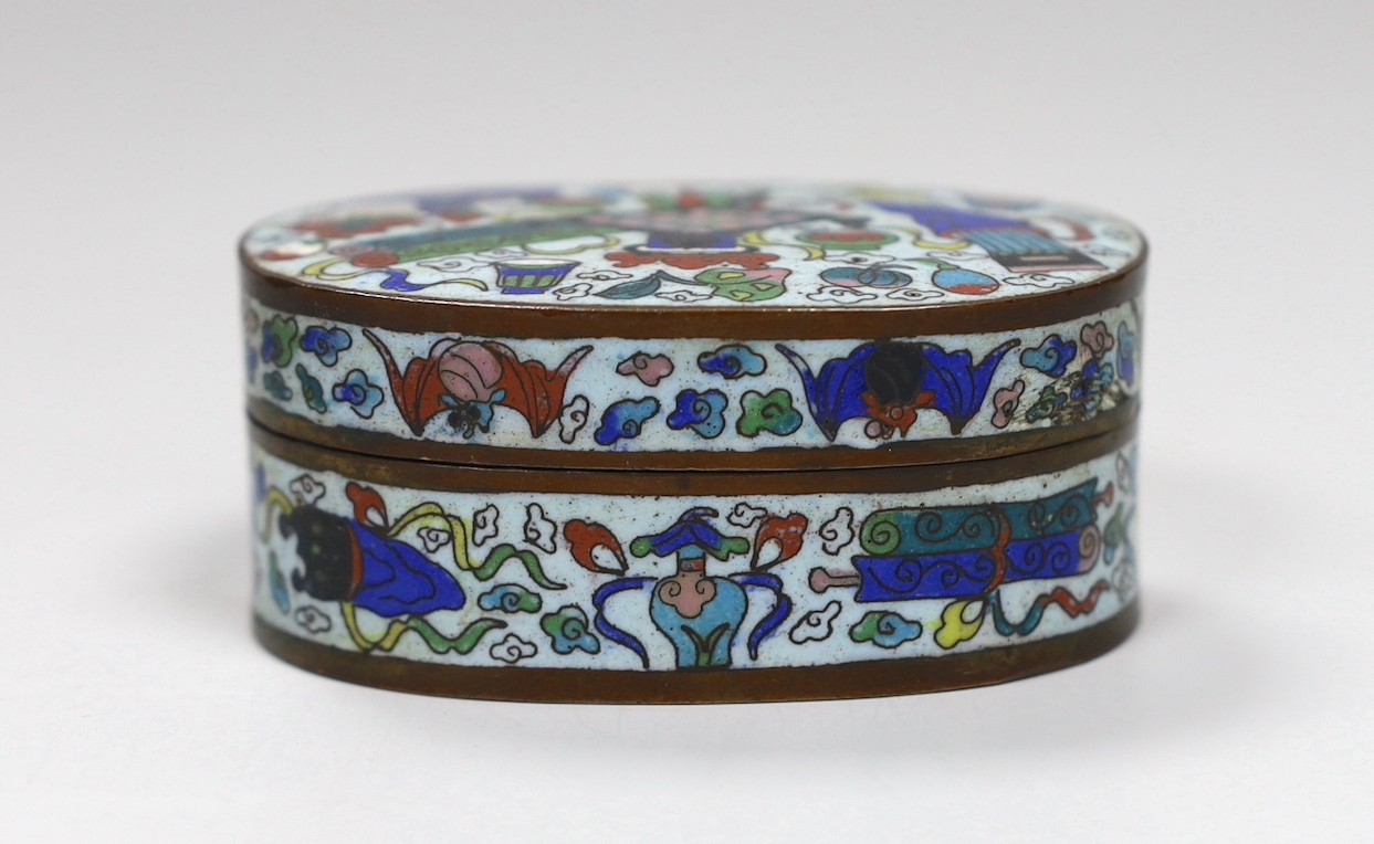 A Chinese cloisonné enamel ink box, late Qing dynasty, 7.5cm - Image 2 of 4