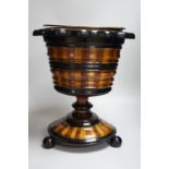 A Dutch ebonised and staved wood bucket, ‘Teestof’ 42cms high