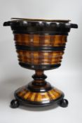A Dutch ebonised and staved wood bucket, ‘Teestof’ 42cms high