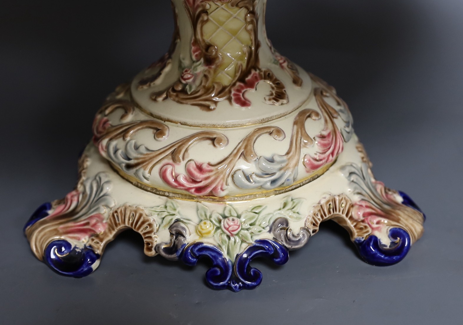 An Eichwald rococo style pottery centrepiece, 50cm - Image 4 of 5