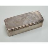 An early Victorian engine turned silver rectangular snuff box, Edward Smith, Birmingham, 1843, 77mm,