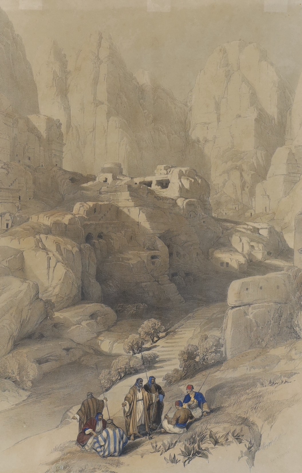 David Roberts (1796-1864), three hand coloured lithographs, 'Ascent of the Lower Range of Sinai', - Image 3 of 4