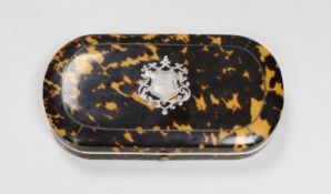 A Victorian tortoiseshell cased necessaire set, containing mother-of-pearl and steel tools, silver