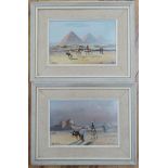 J. Coulson, pair of oils on board, Views of The Pyramids, signed, 15 x 22cm