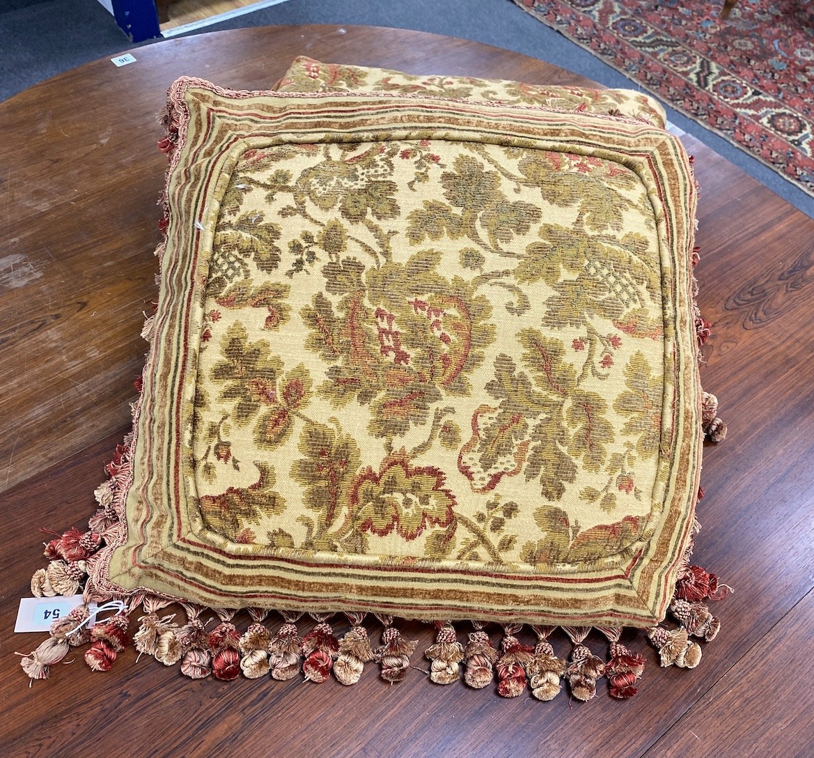 Three square tasselled cushions 56cm - Image 3 of 4