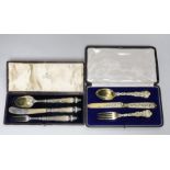 A cased George IV silver gilt christening trio (spoon, knife and fork) by Ely & Fearn, London,