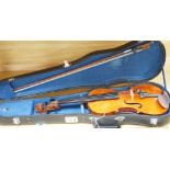 A Stentor violin, cased, 59cms long