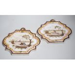 A pair of 19th century painted faience plaques in the style of Veuve Perrin 23cm