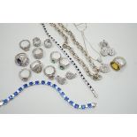 A group of assorted mainly 925 and cubic zirconia set jewellery including rings, earrings bracelet