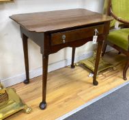 A George III provincial walnut side table, width 77cm, depth 47cm, height 69cm