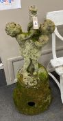 A reconstituted stone cherub fountain, height 90cm