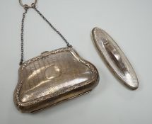 A George V engine turned silver purse, Boots Pure Drug Company, Birmingham, 1917 and a silver