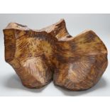 Ruth Sulke - a studio pottery copper-glaze abstract sculpture of a simulated hewn and chisled log,