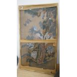 Japanese School, 19th century, painting on silk of birds amid foliage