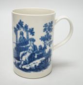 An 18th century Caughley uncommon mug, Le Peche / Promenade, S mark to base, 12cms high