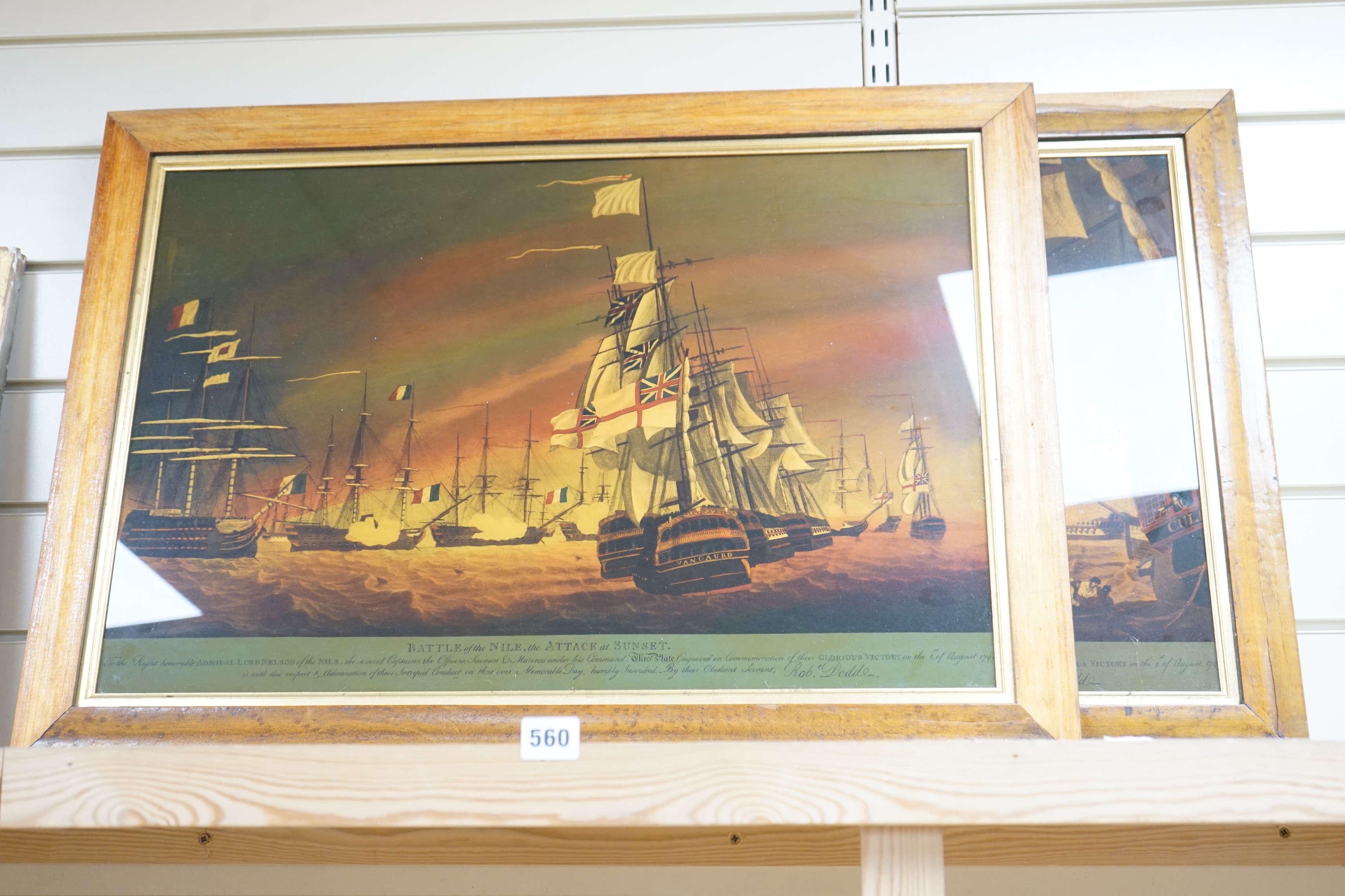 A pair of modern reprint reverse prints on glass, Views of the Battle of the Nile, 42 x 63cm - Image 3 of 3