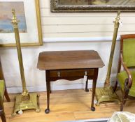 A near pair of brass telescopic Corinthian column standard lamps