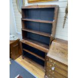 An early Victorian rosewood open bookcase, width 107cm, depth 35cm, height 178cm