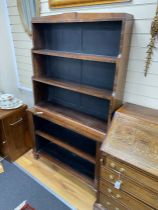 An early Victorian rosewood open bookcase, width 107cm, depth 35cm, height 178cm
