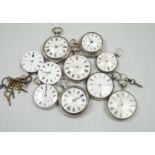 A collection of eight assorted mainly 19th century silver cased pocket watches, all by Lewes makers,