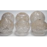 A collection of six circular cut glass table lamp shades (6)