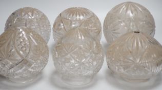 A collection of six circular cut glass table lamp shades (6)
