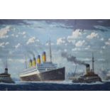 Attributed to Odin Rosenvinge (1880-1957), oil on canvas, Liner entering harbour, 47 x 72cm