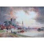 Louis Van Staaten (1836-1909), watercolour, Canal scene, signed, 29 x 39cm