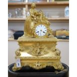 A 19th century ormolu figural French mantel clock on stand, by F.LHabsburg, Paris, 59cms high