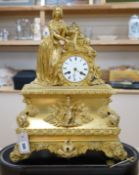 A 19th century ormolu figural French mantel clock on stand, by F.LHabsburg, Paris, 59cms high