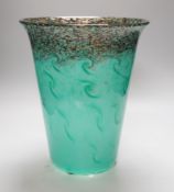 A large 1930s Monart art glass vase of cylinder form, with a slightly flared neck, shape GD,