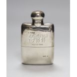 A late Victorian silver hip flask, engraved with date and initials, William Neale & Sons, Chester,