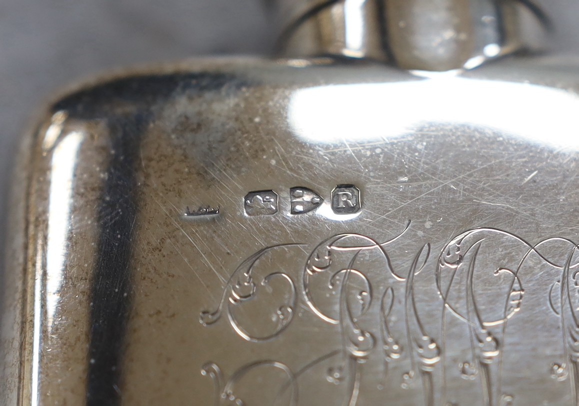 A late Victorian silver hip flask, engraved with date and initials, William Neale & Sons, Chester, - Image 3 of 3