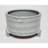 A Chinese Guan type cylindrical censer, diameter 13cm