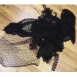 A 19th century bobbin lace shawl and quantity of mixing black lace trimmings