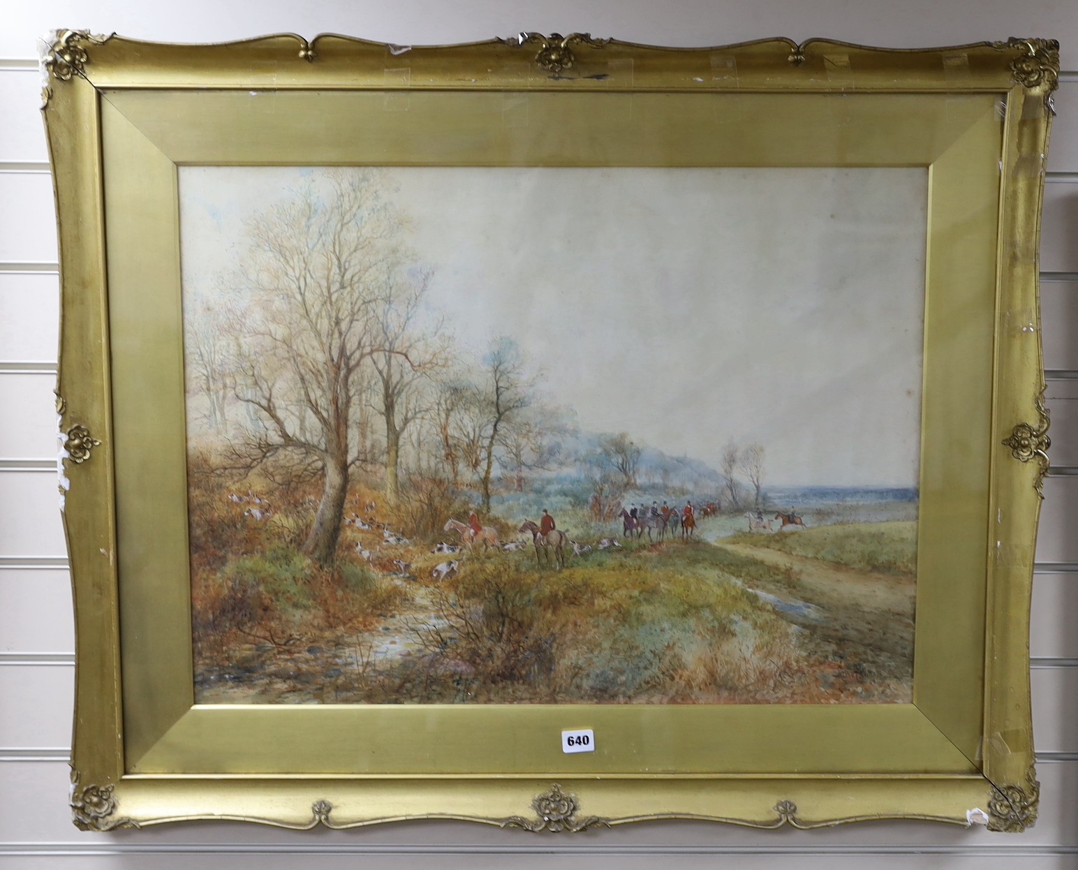 Arthur Willett (1857-1918), watercolour, Hunting scene, signed, 54 x 73cm - Image 2 of 2