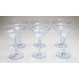 A set of six lilac Art Deco glass champagne bowls, 15cms high