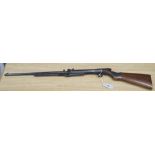 A spring loaded air rifle, early 20th century, 98cms long,