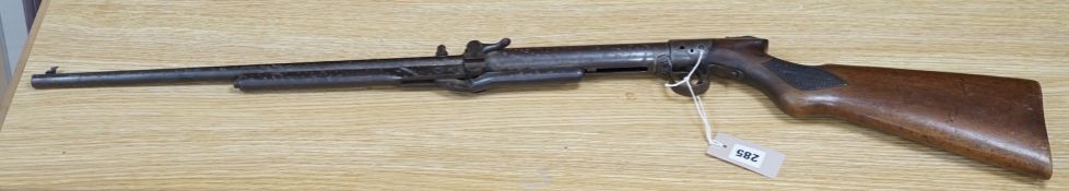 A spring loaded air rifle, early 20th century, 98cms long,