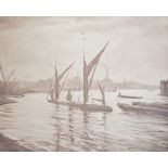 Christopher Richard Wynne Nevinson (1889-1946), lithograph, Sail barges on the Thames, signed in