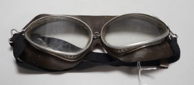 A pair of vintage goggles, possibly WWII German